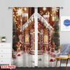Flat Printingchristmas Winter Curtains Gingerbread House Merry Xmas Snow Tree Eve Party Snowflake Suitable Bedroom Curtain Set Of 2 Made Polyester