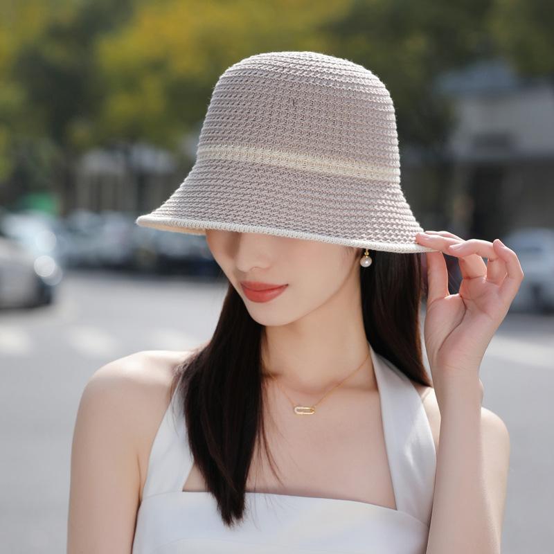 Simple Fashion Knitted Basin Hat Summer Hat Women's Sunscreen Hat Street Portable Bucket Hat Folding Sun Hat