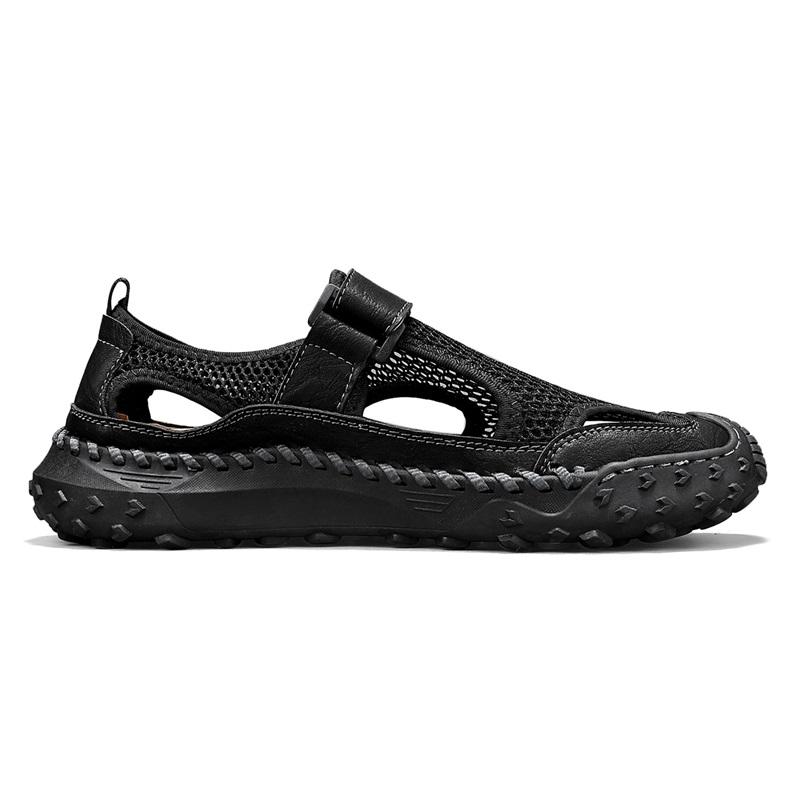 Sommer Herren Atmungsaktive Sandalen Hohl Mesh Loch Freizeit Strandschuhe Outdoor Rutschfeste Flats Leichte Sport Laufschuhe