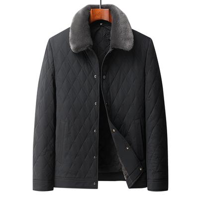 New Autumn and Winter Cotton Coats for Men with Velvet and Thickened Lapels To Keep Warm and Casual for Middle-aged and Elderly Men.