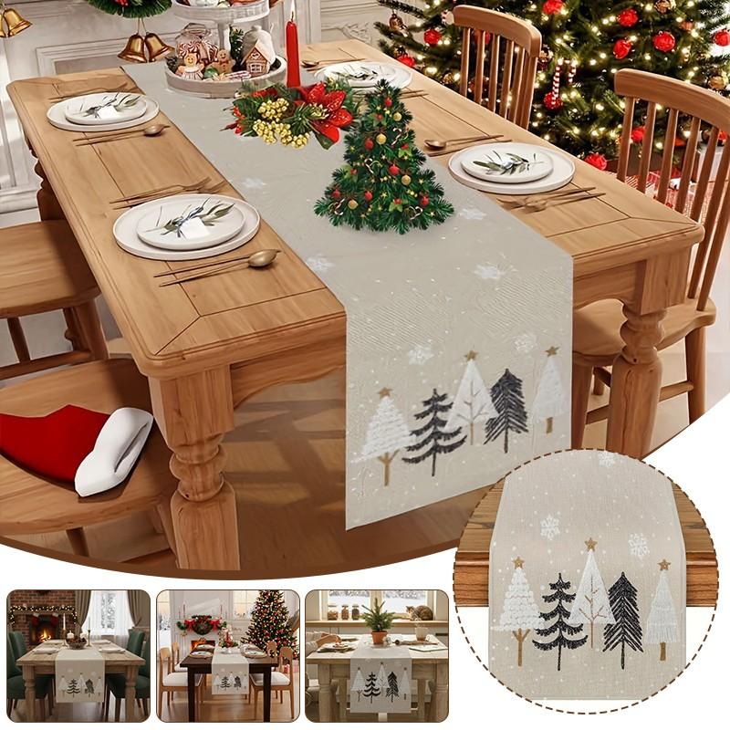 33x275cm Christmas Linen Table Runner Party Decor Winter Kitchen Dining Table Runners Reusable Xmas Table Cloth Decoration New
