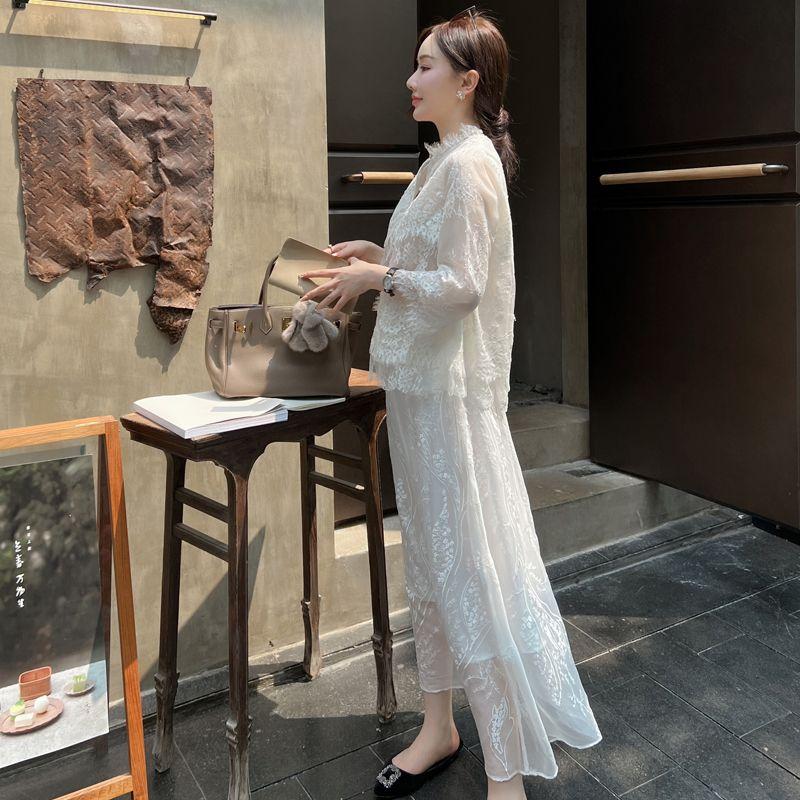 

Нежная Новая Элегантность Ретро Рукав Три Четверти Прямое Кружево White XL