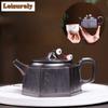 181ml Aesthetic Yixing Purple Clay Teapots Handmade Calligraphy All Directions Pot Raw Ore Bronze Mud Tea Making Kettle Zisha