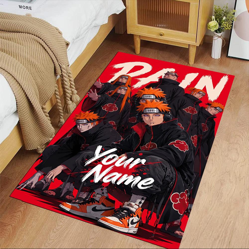Naruto Character Customizable Name Floor Mat Design for Outdoor Bedrooms Study room Kitchen Anti-slip Rug Anime Office Decor Wedding Party Gift
