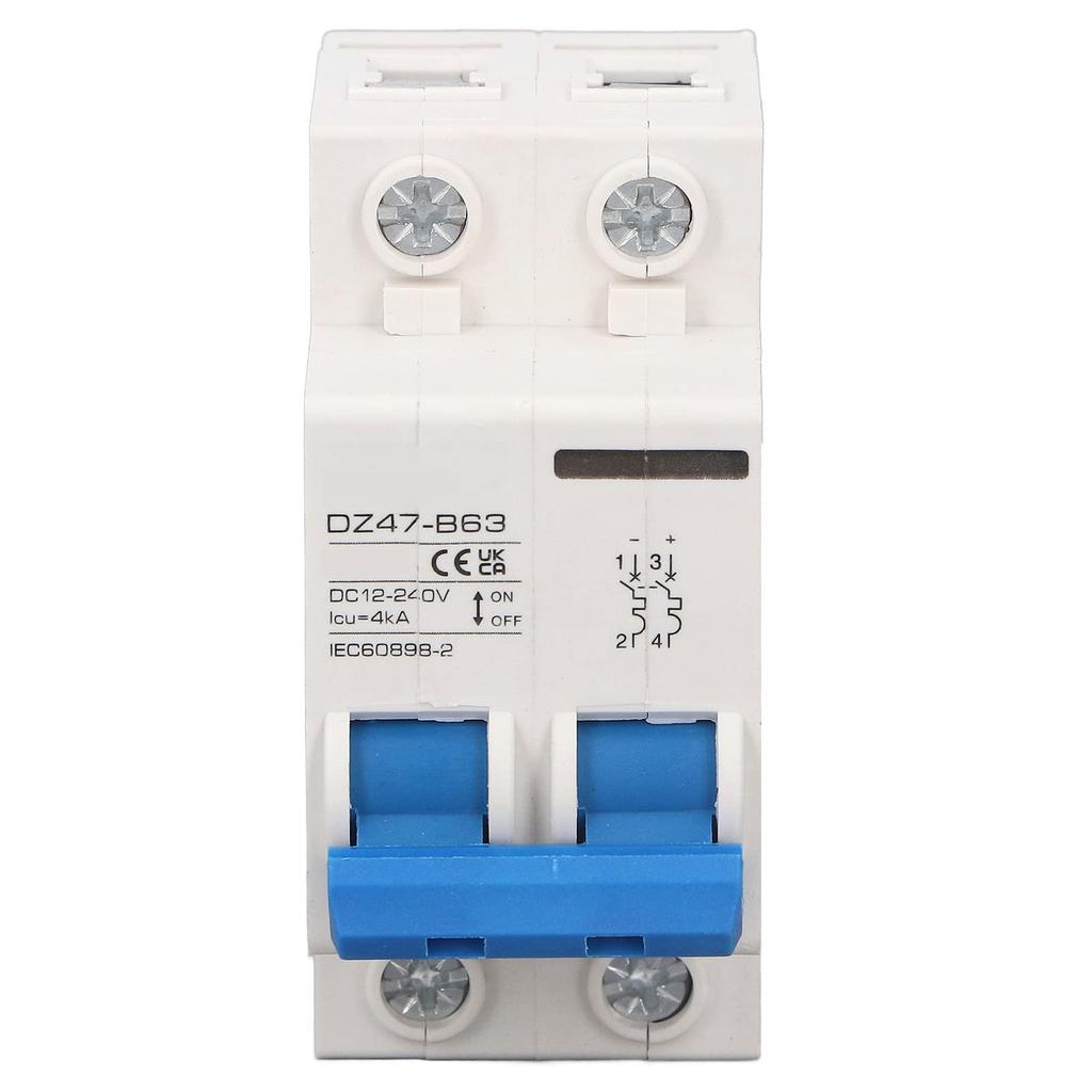 PV DC Circuit Breaker, 12-240V DC, 4KA, High Sensitivity, Miniature Type, for Home Solar Power Generation, RVs, and Camping, DZ47-B63, 10A
