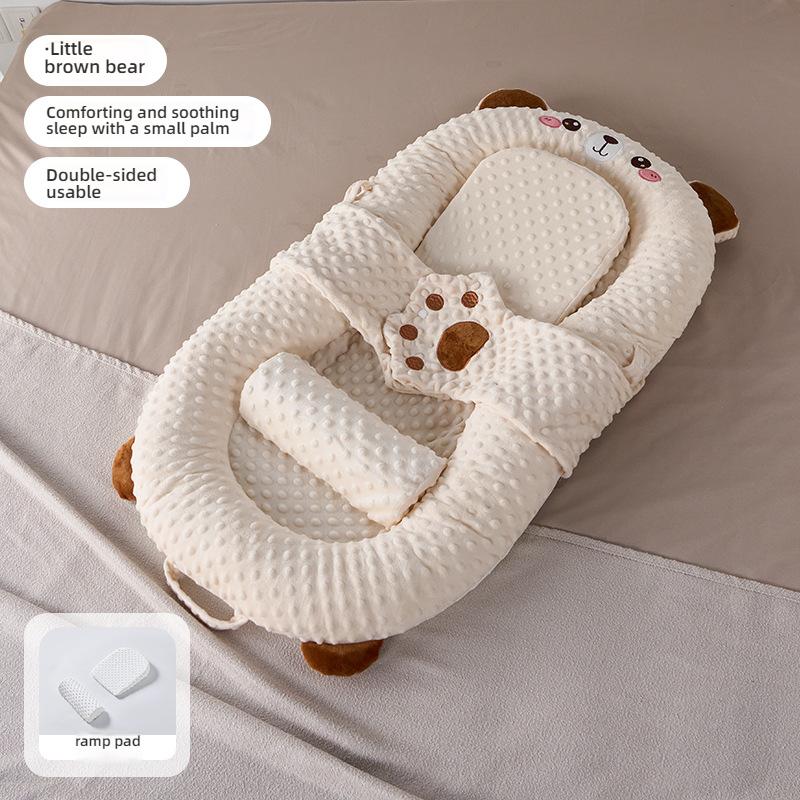 Newborns Soothing Crib with Slope Pad & Leg Rest and Toy Stand Rack for Comfort Nest Bed