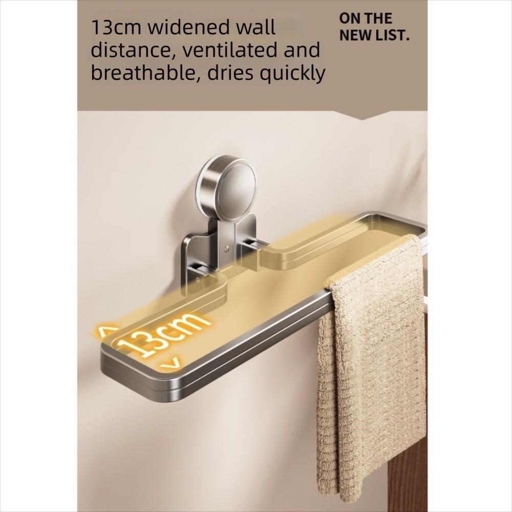 Wall Mounted Bathroom Towel Rack Nail Free Installation Folding Storage Shelf  Toilet