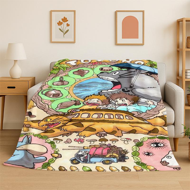 Couverture Flottante Classique T-Totoro Dessin Animé Mignonne Couverture Douce Chaude pour Chambre Salon Lit Voyage Camping Pique-nique Enfant
