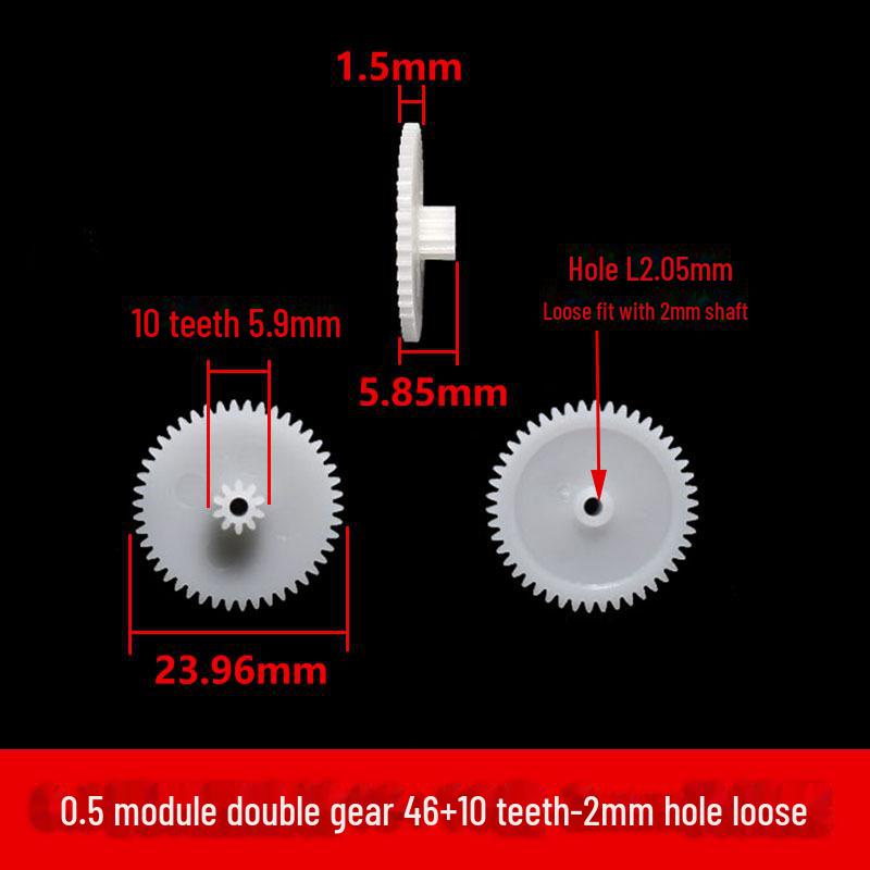 Dwuwarstwowa plastikowa przekładnia zębata o module 0,5, 40-56 zębów, konstrukcja z podwójną redukcją