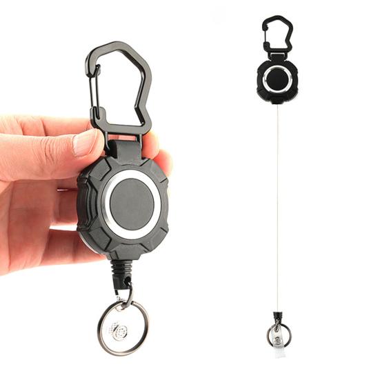 Přívěsek na klíče s natahovací karabinou z nerezové oceli Přívěsek na klíče s karabinou pro velké zatížení Odolnost proti nárazu Drátěné lano Klíčenka