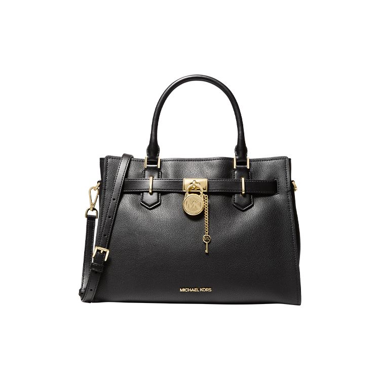 

Michael Kors Nouveau Hamilton Classic Solid Color Lock Commuter Fashion Elegant Leather Handbag Crossbody Bag Tote Bag Medium 35T1GHMS2L-001 Basic Set (Bag+Dust Bag)