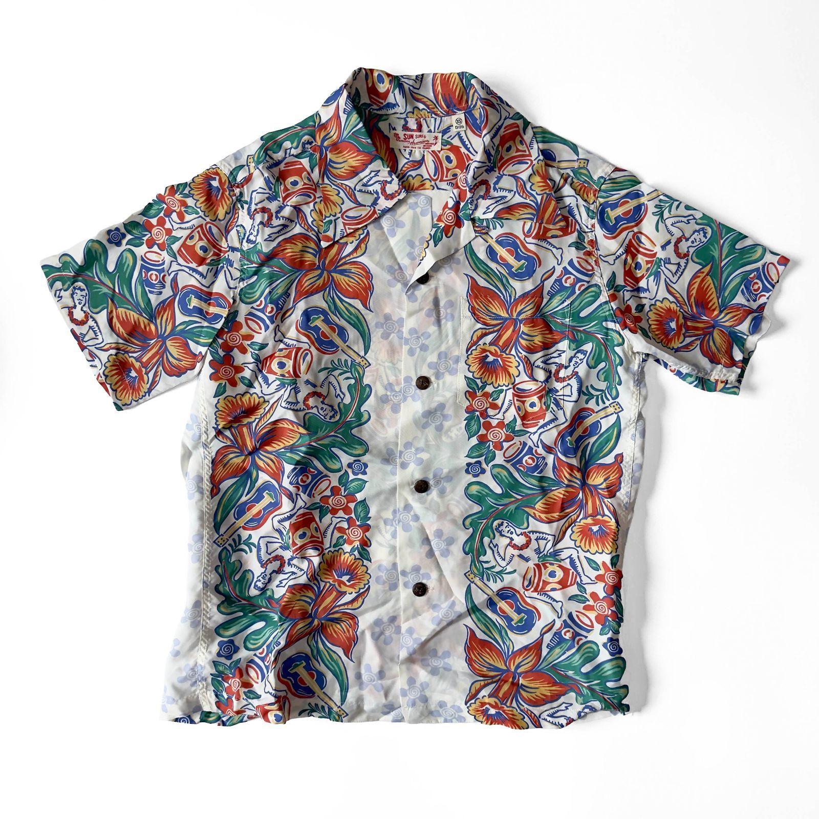 Used SUN SURF ORCHID AND HAWAIIAN TRADITION Size XS Aloha shirt Hawaiian shirt Rayon White Toyo Enterprises