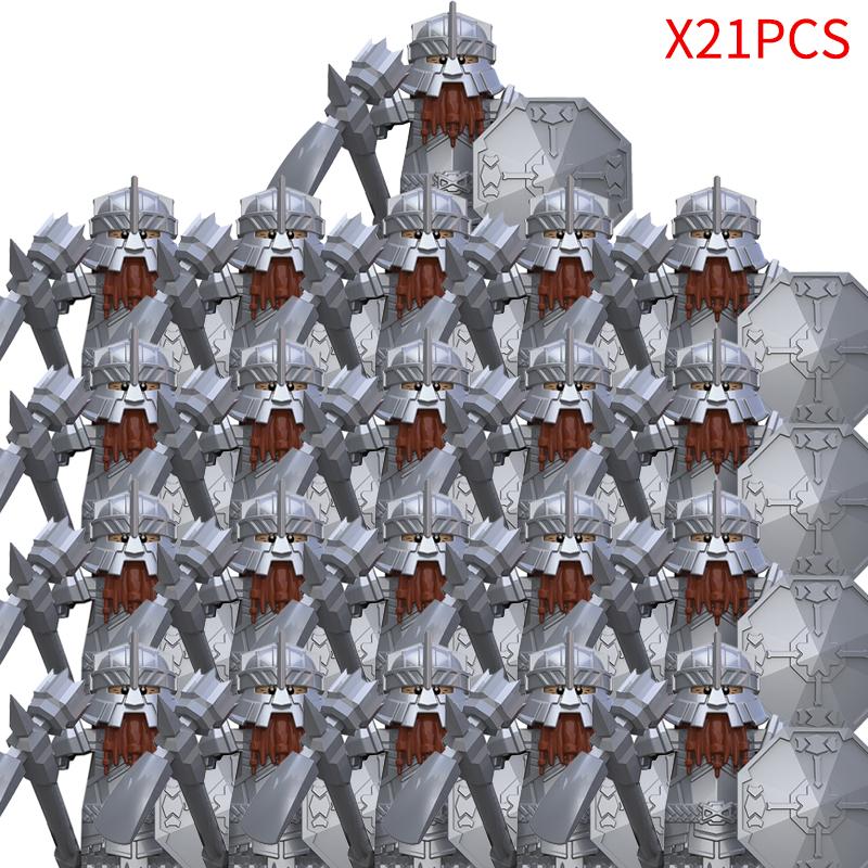 New MOC LOTR Soldier Dwarf Army Figures Armor Guard Warrior Medieval Knights Building Blocks Bricks Toys Gifts
