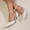 New Pointed Head Shallow Mouth Bow High Heels Women's Stiletto Celebrity Pearl Word Belt Fashion Single Shoes