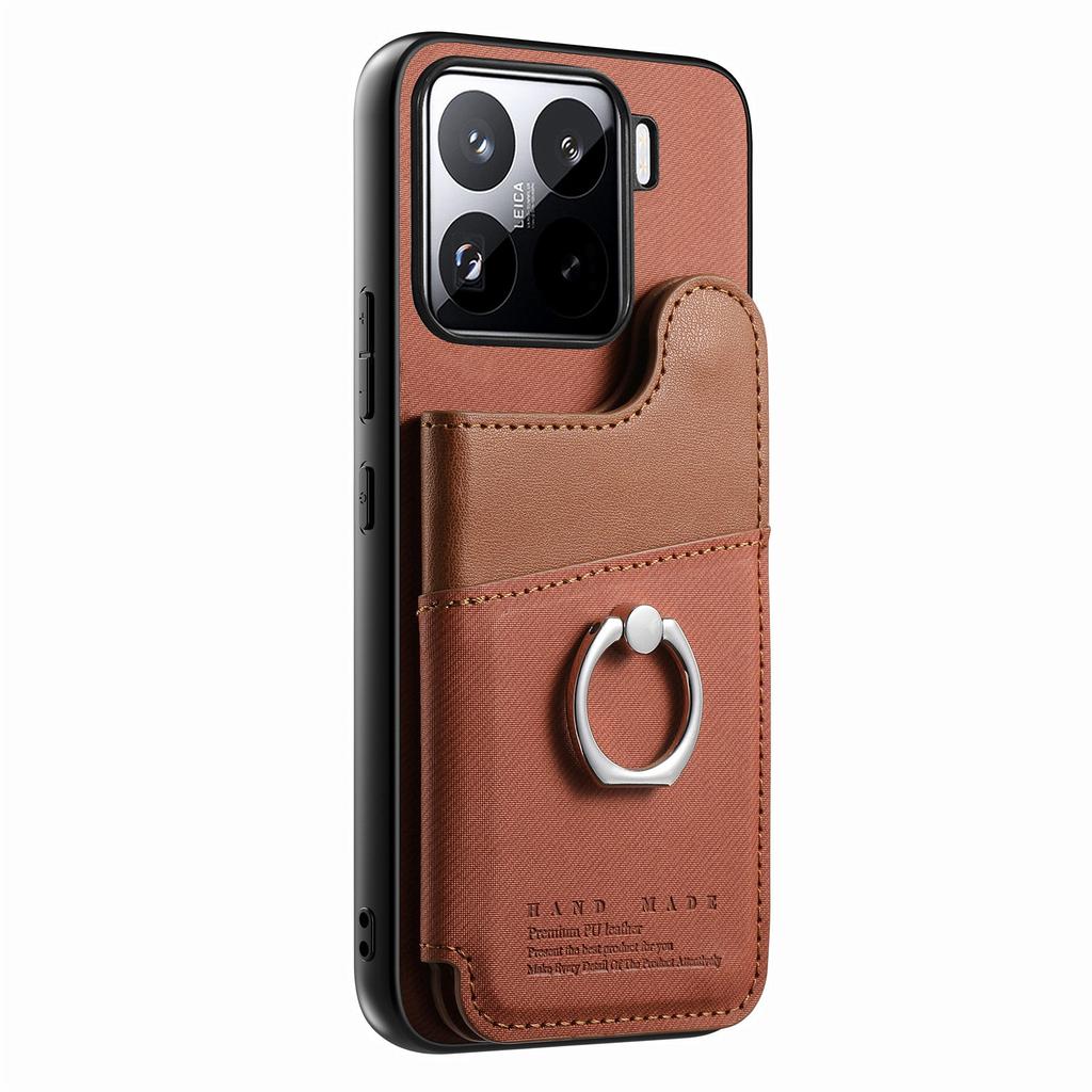 For Xiaomi 15 Pro Case with Card Holder Kickstand Leather + TPU + PC Phone Cover