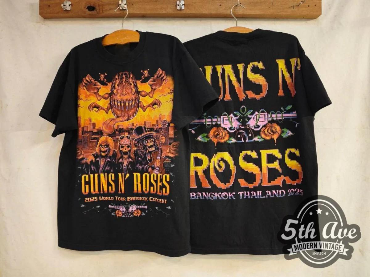 

Guns N Roses 2025 World Tour Bangkok Concert- New Vintage Band T-Shirt Mens Womens Tees Top 4XL