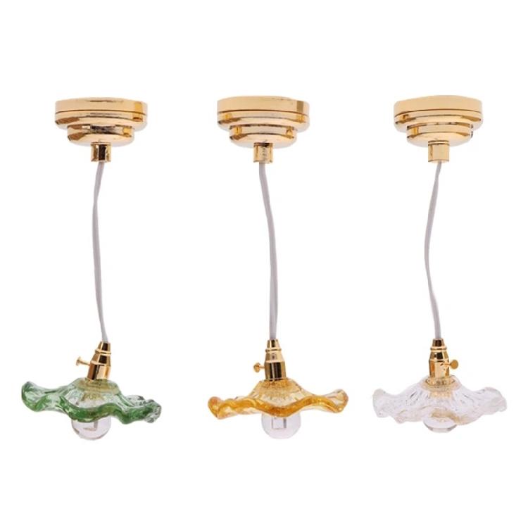 Flower Ceiling Lamp Model Furniture Model Accessories Teenager Girls for 1:12 Dollhouses Living Room Decorations