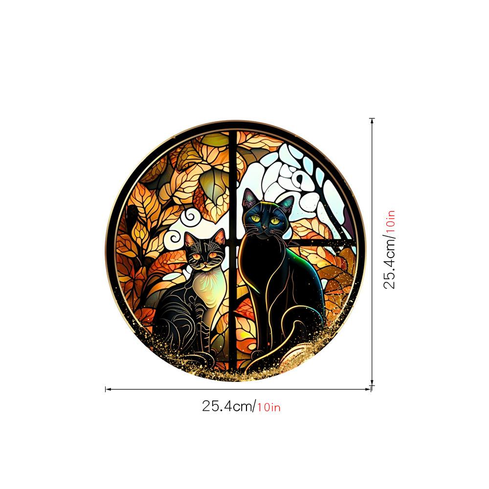 New Halloween Colorful Horror Castle Cat Static PVC Window Glass Stickers Decorations Removable Party Garden Home Decoration