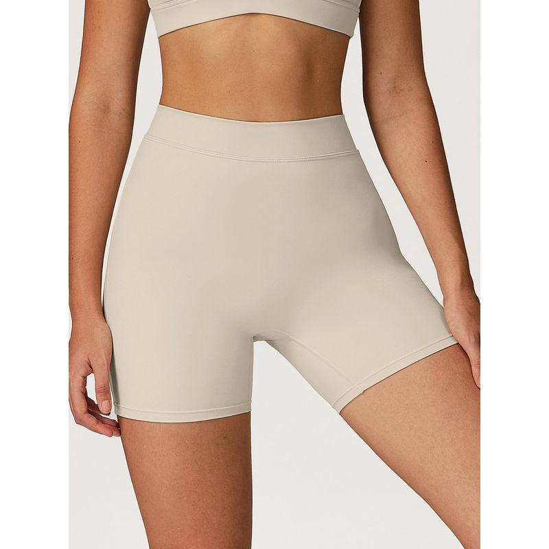 and American Style Brushed Yoga Shorts for Women, High-Waisted, Stretchy, Tight-Fitting, Peach-Lifting Shorts, Running and Fitness Sports Pants