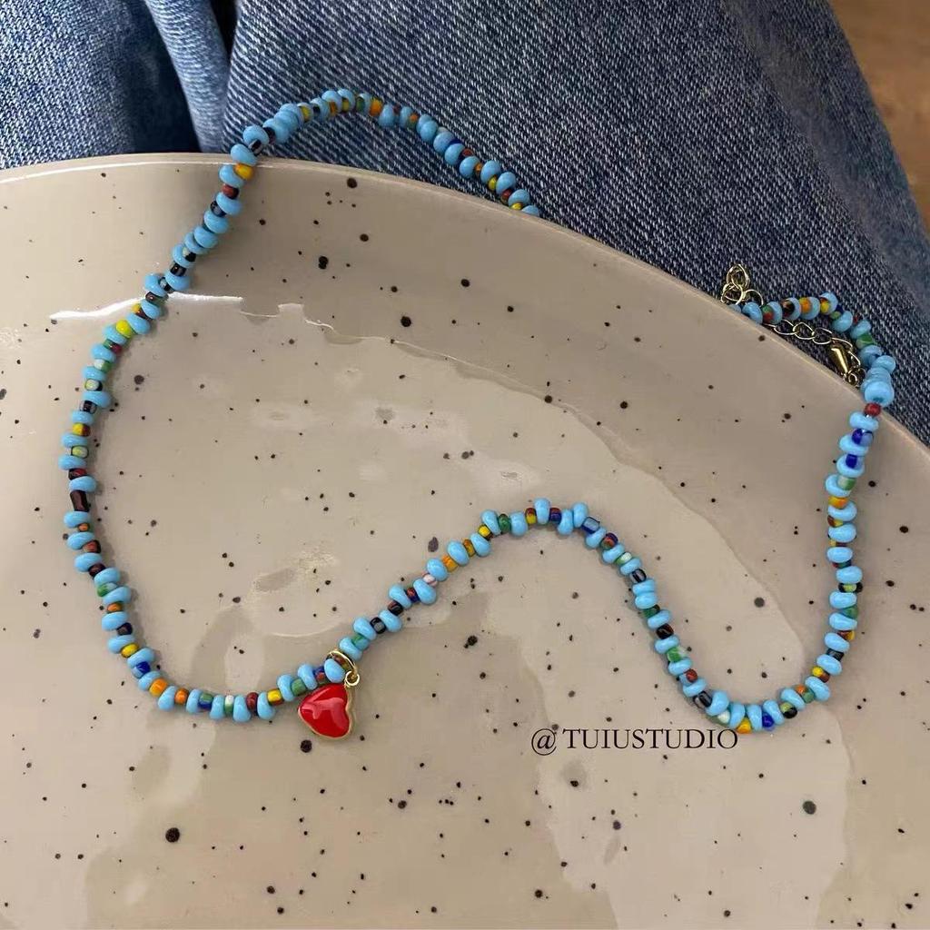 Baroque Star Colorful Heart Pearl Asymmetrical Choker - Light Luxury Minimalist Clavicle Necklace