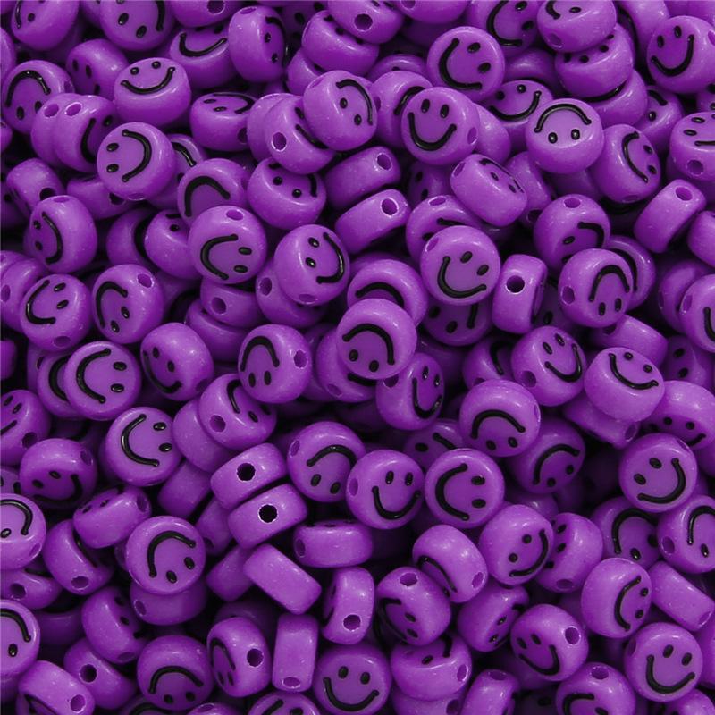 Smiley Face Acrylic Beads, 7mm Round for DIY Kids' Jewelry & Bracelets
