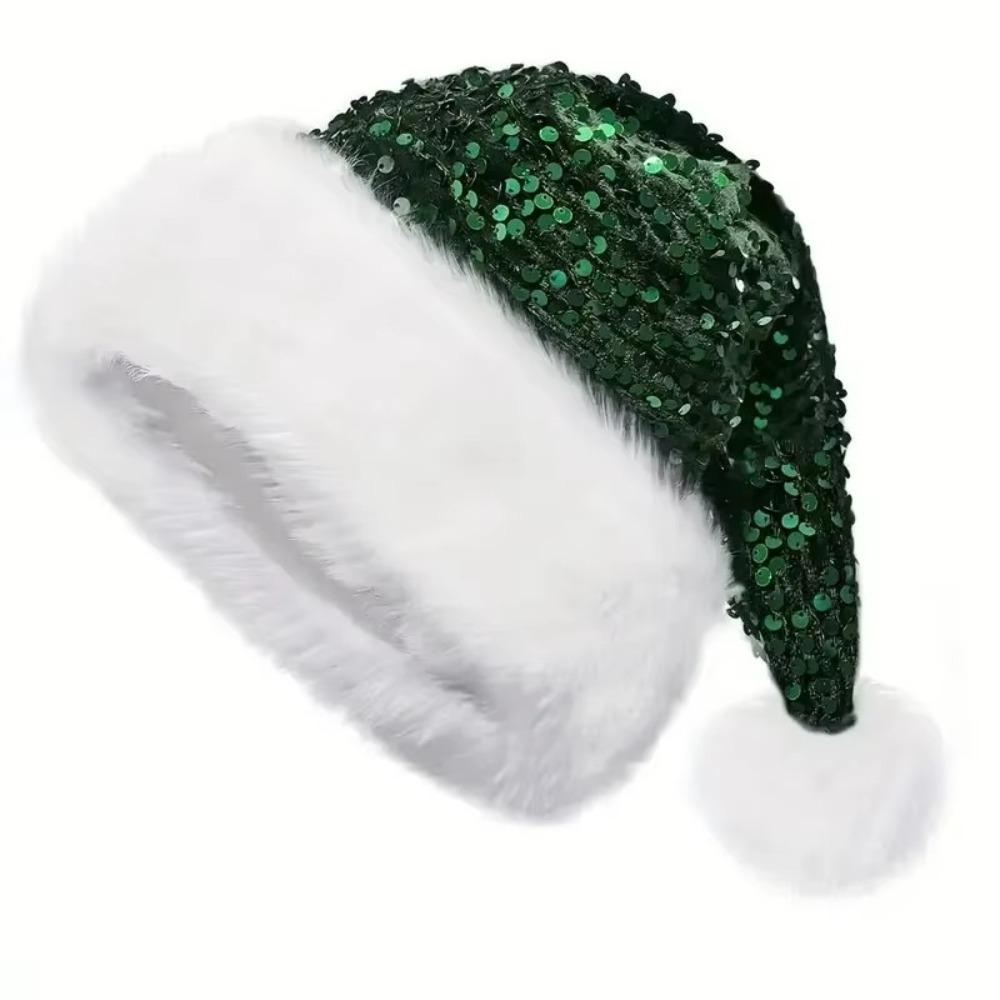 Glittery Sparkly Sequin Santa Hat Red Glitter Holiday Headwear New Year Xmas Cap  Party Supplies