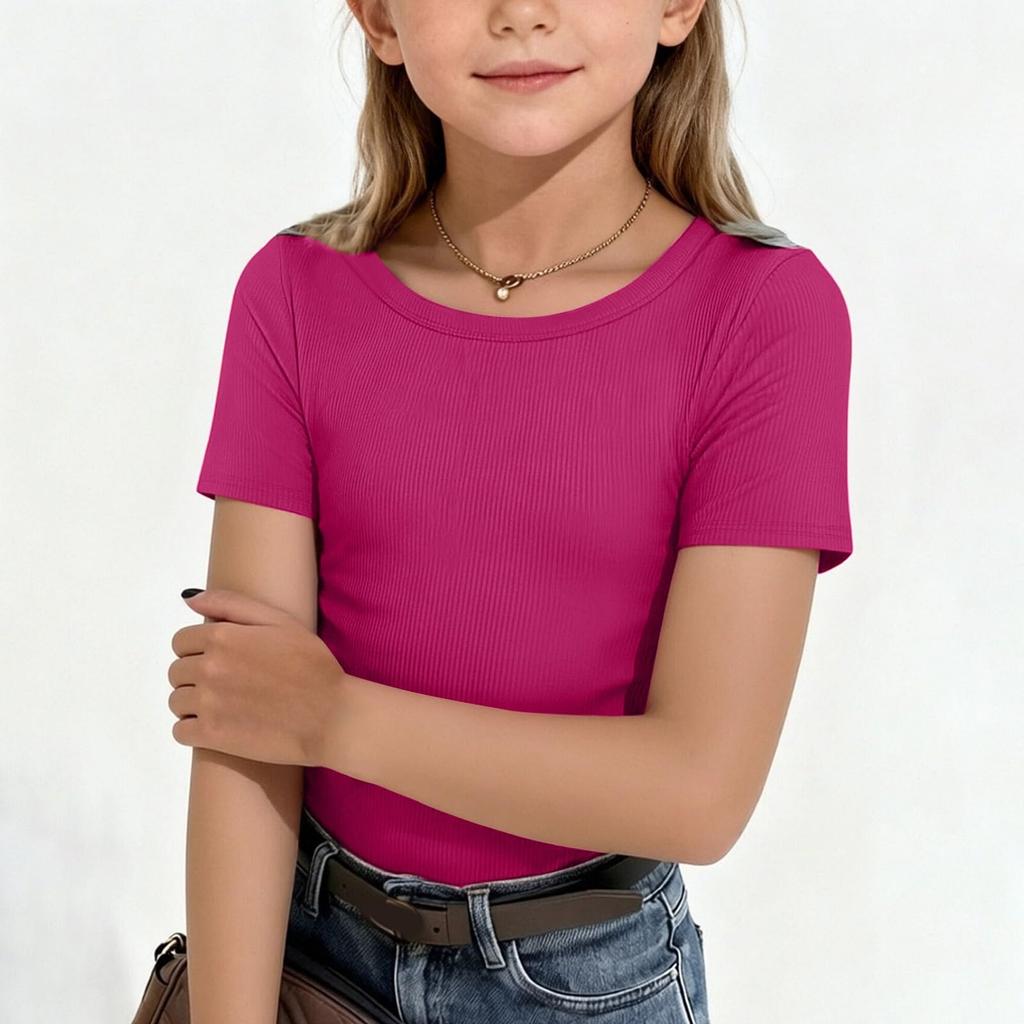 Children's Striped Knit Short-Sleeve Fitted T-Shirt