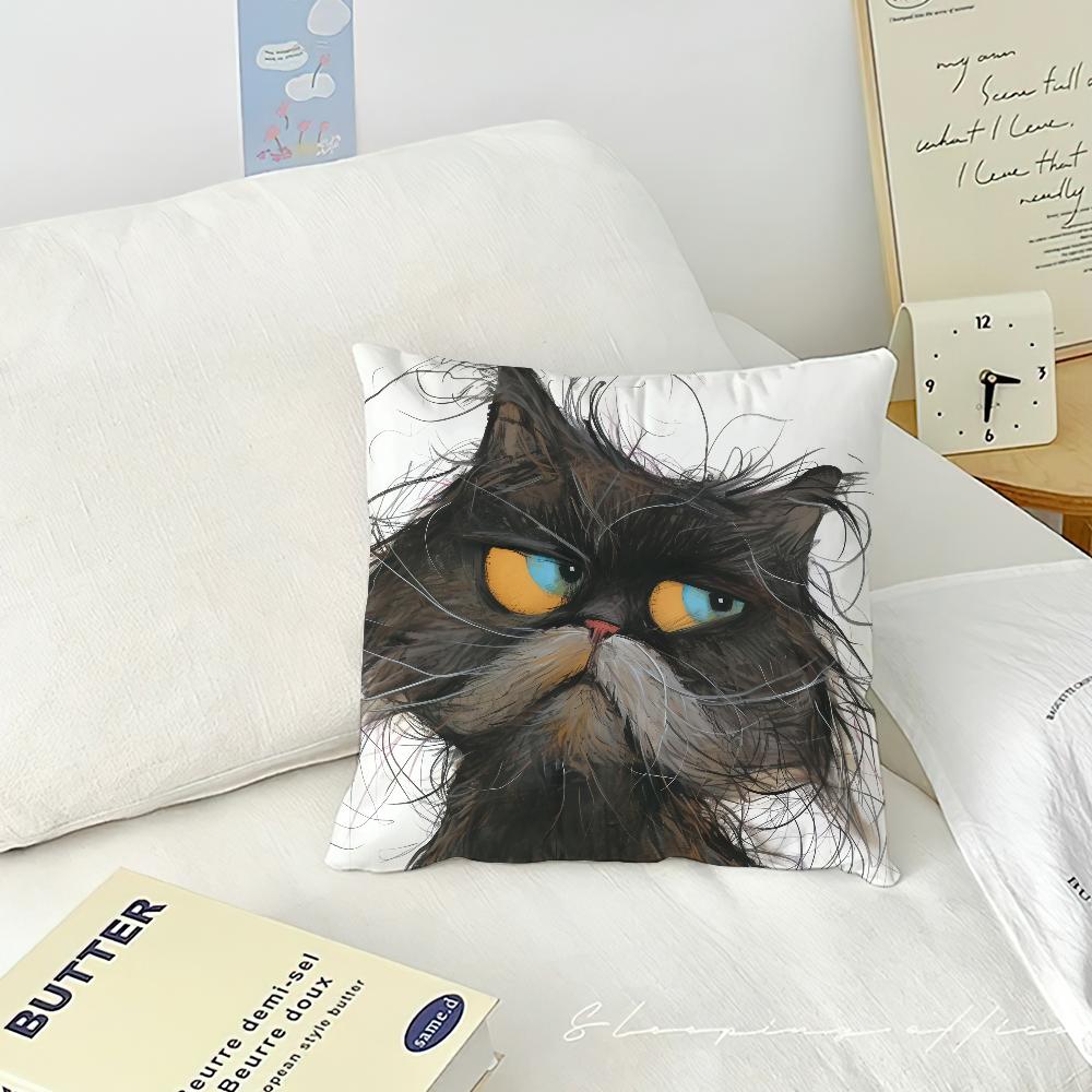 Verspielte Katzenkunst Kissenbezug Sofa Wohnzimmer Schlafzimmer Kopfteil Rückenlehne Kissen Quadratisches Kissen Nickerchen Kissenbezug