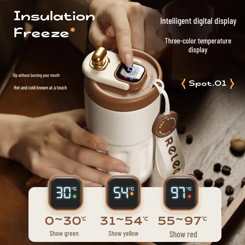 RELEA Smart Digital Display Insulated Coffee Mug, 410ml