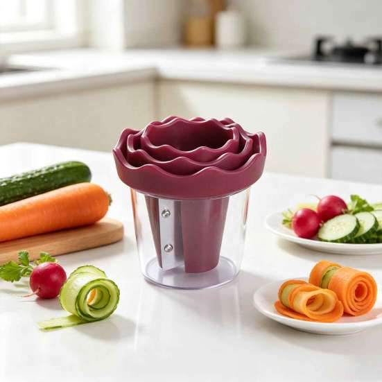 Mehrzweck-Küchengerät Gemüse-Karotten-Lockenwickler und Schäler, Spiralschneider mit ergonomischem kreativem Utensilien-Griff, Edelstahlklinge