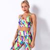 Digital Printed Color Floral Stripe Breathable Yoga Bra Women's Sports Running Fitness Wear