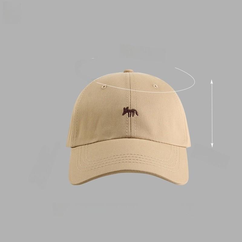 Small Fox Embroidered Baseball Cap With Sun Protection For Outdoor Activities
