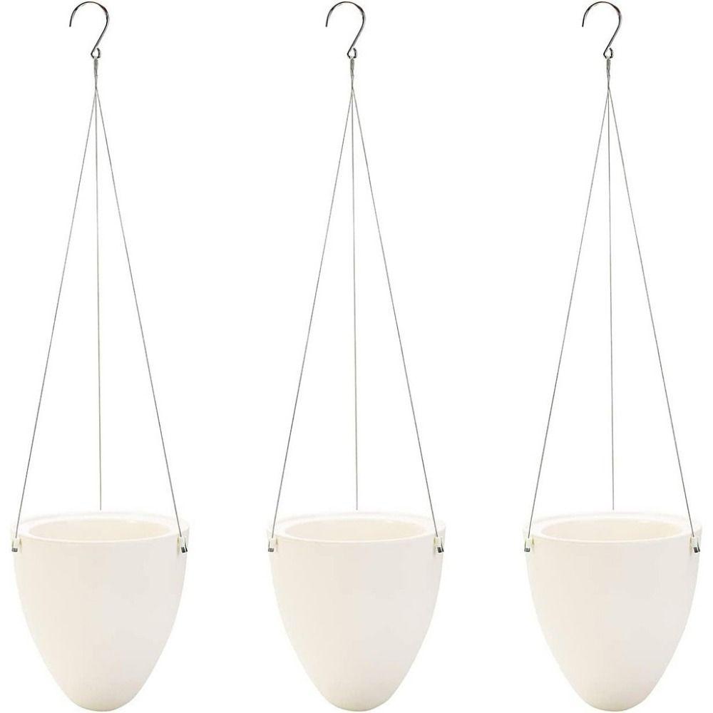 White Hanging Plant Pot Eggshell Shape Planter Self Watering Plant Pot  Indoor Outdoor Ornament