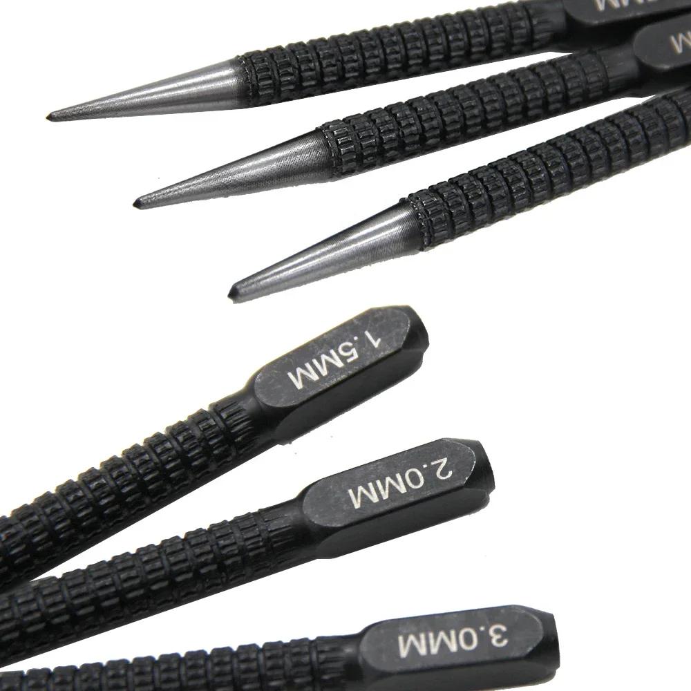 3 buc 1,5 mm/2 mm/3 mm Set de perforare centrală din oțel aliat Poanson non-central pentru oțel aliat, metal, lemn, instrument de marcare, perforare, perforare