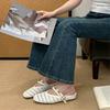 ~ Niche Design Comfortable Woven Half Slippers Women's Word with Inner Height Increase Simple Commuter Bag Head Sandals