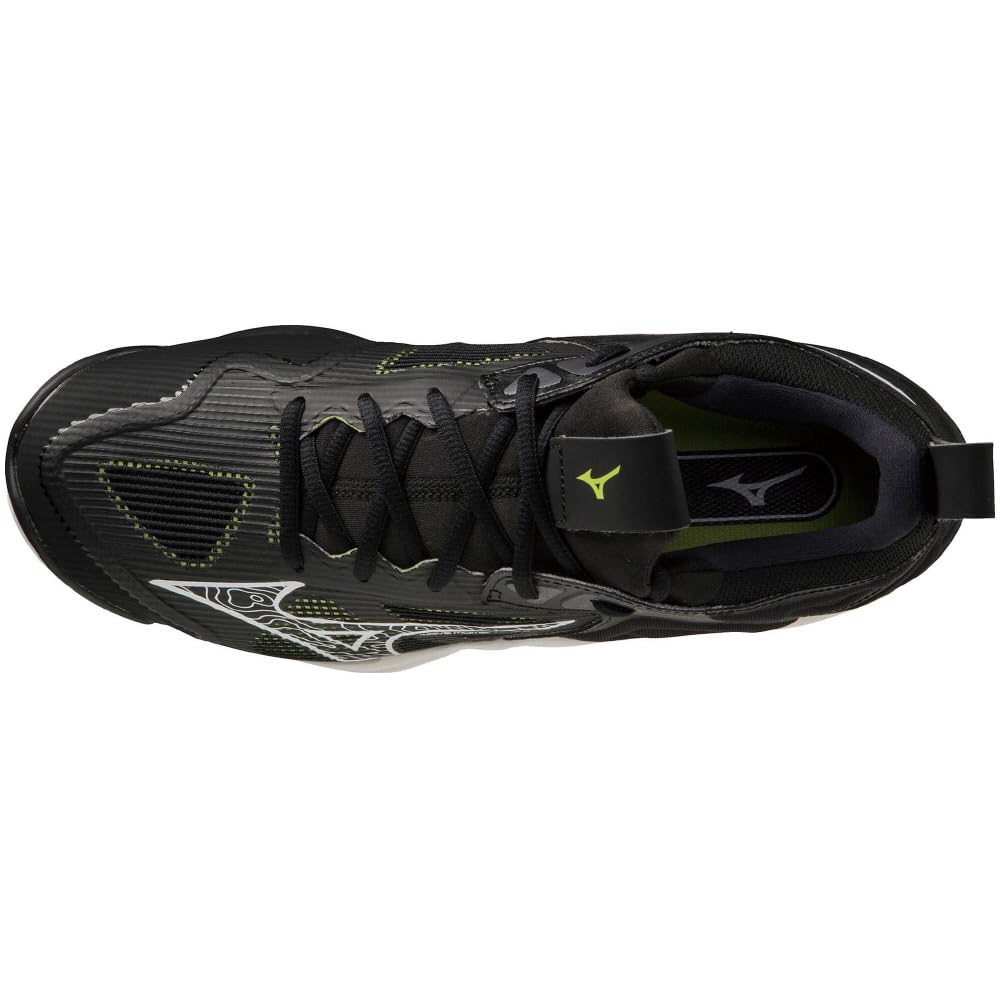 Mizuno Wave Momentum 3 Halová volejbalová obuv, Club/Indoor, Široká, Lehká, Basketbalová, Černá/Bílá/Zelená, 27,0 cm, 2.5E