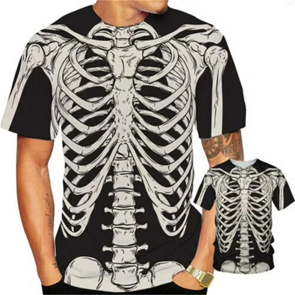 New Halloween Skeleton 3D Graphic T Shirts For Men Women Harajuku Round Neck Tees Tops Clothing Skull Halloween Costume T-shirt