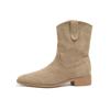 Cowhide Version~ 2025 New Retro Matte Round Head Sleeve Short Boots Women's Thick Heel Suede Versatile Martin Boots