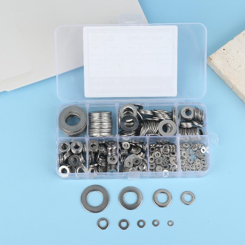 80/105/180/360/580 Pcs Stainless Steel Flat Washers Set Perfect For Home Decor Factory Repair Kitchens