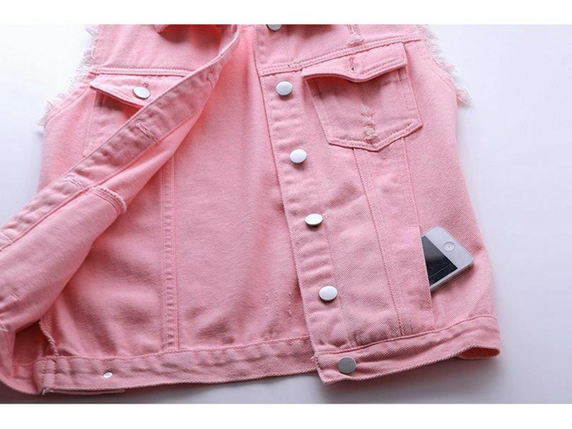 Damen Kurze Ärmellose Slim Denim Weste - Einfarbige Weste Strickjacke