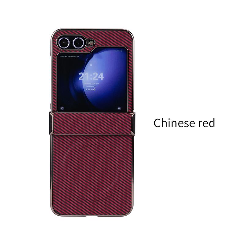 Electroplate Carbon Fiber Phone Case for Samsung Galaxy Z Flip 6 5 4 3 Flip6 Flip5 Flip4 Flip3 Magnetic Hinge Protective Cover
