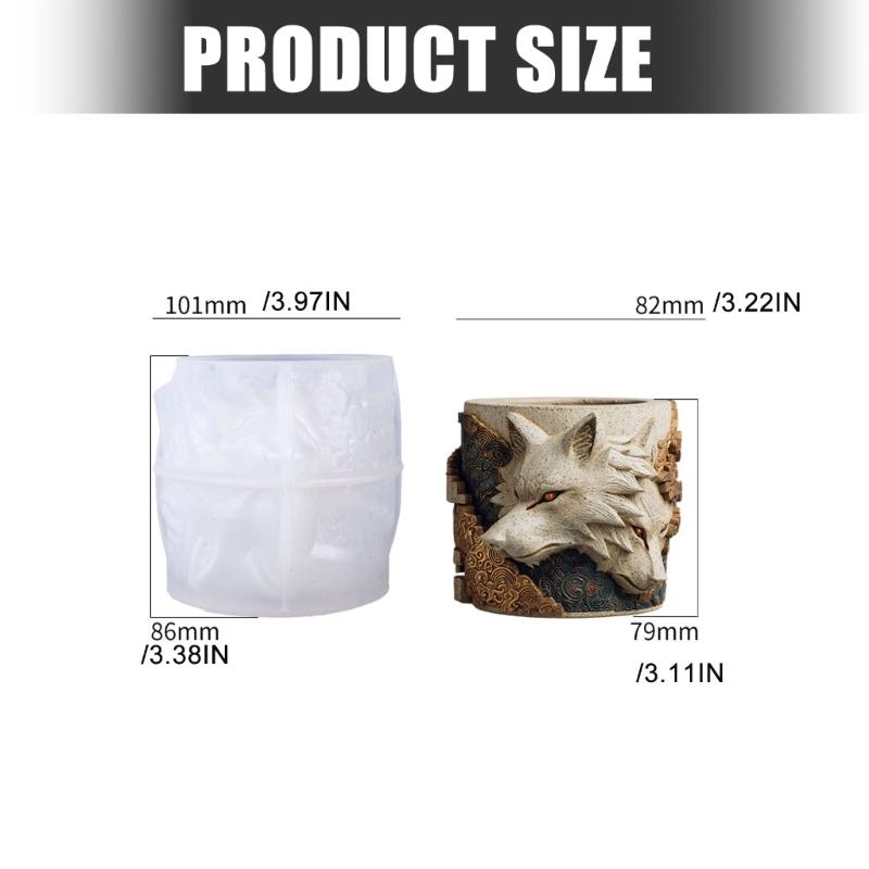 Silicone Wolf Head Embossed Mold Suitable for Resin Planter Candle Holder Crafting Jewelry Making Decorative Container
