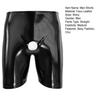 Yousheng Men's Faux Leather Short Pants Sexy Open Crotch Shiny Boxer Shorts Glossy Stretchy Hot Pants for Parties And Date Nights