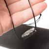 Women's Silver-Luster Obsidian Nine-Eyed Dzi Pendant Necklace with Adjustable Cord