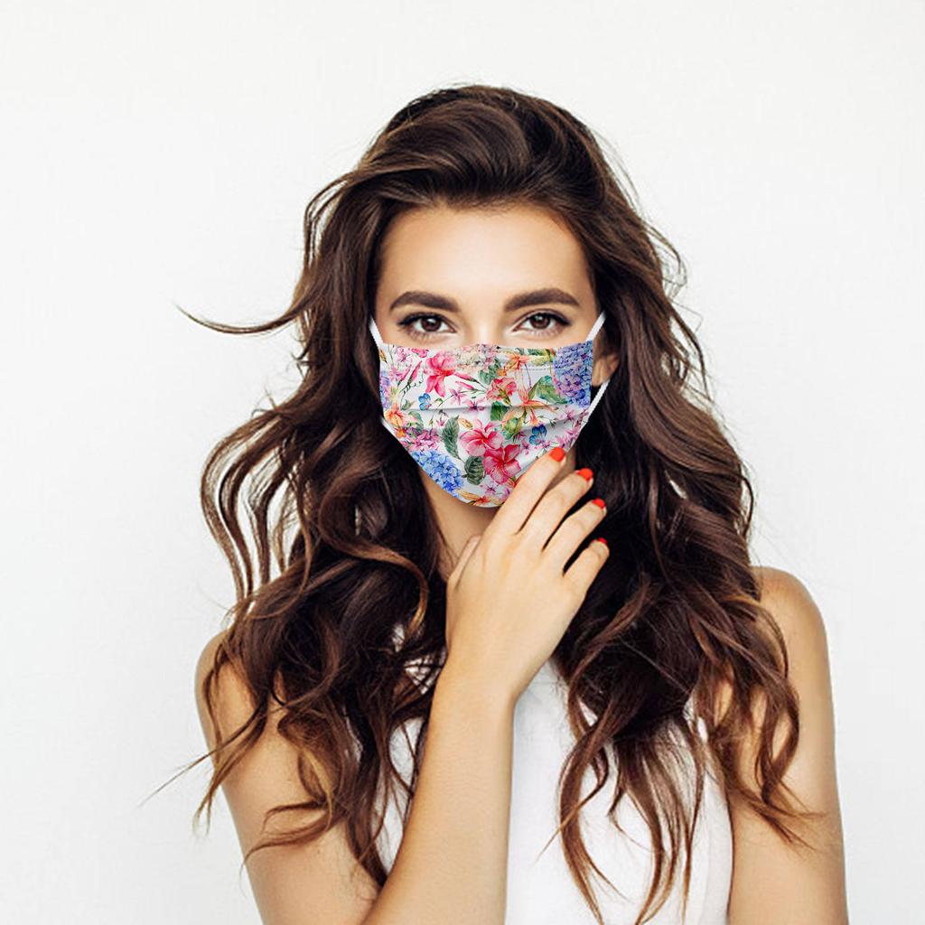 50 BUC Măști de Unică Folosință cu Trei Straturi de Protecție pentru Adulți, Rezistente la Praf, cu Imprimeu Desen Animat