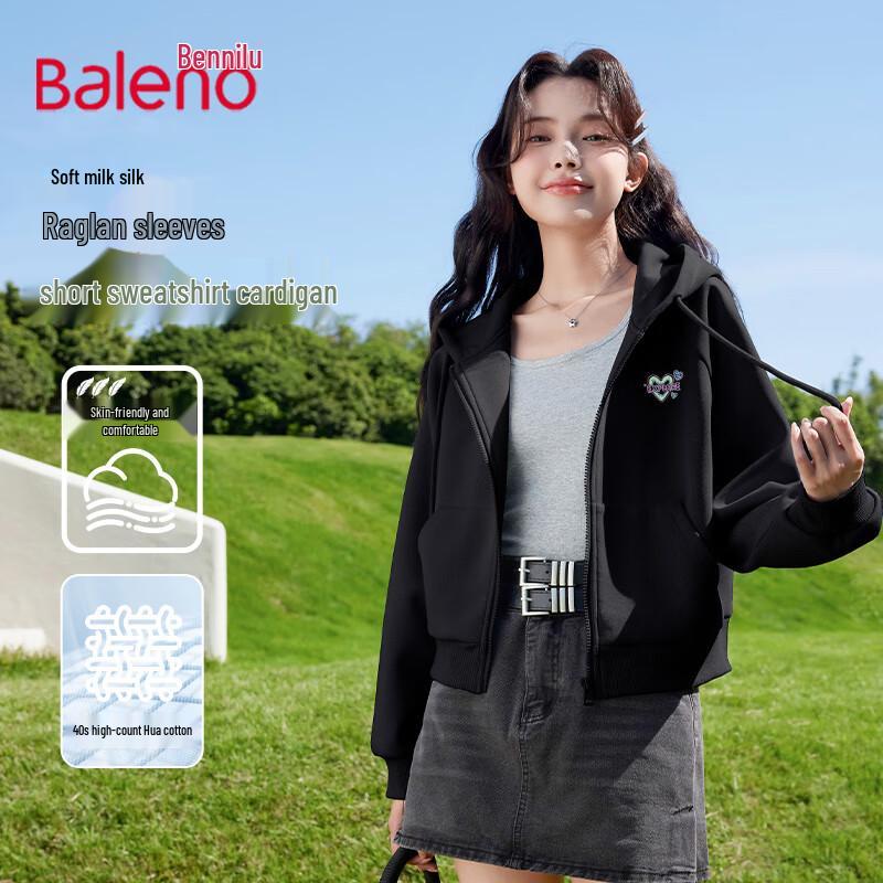 Baleno Women's Cropped Raglan Zip-Up Hoodie