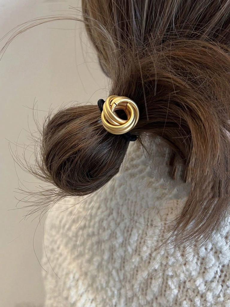 Golden Hair Tie, Adult Hair Accessories, Ponytail Elastic Band, Golden Metal Ponytail Holder 1pc Halloween