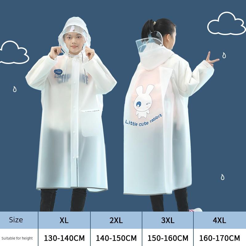 New Style Children's Raincoat for Boys and Girls, Double Brim, Suitable for Primary and Secondary School Students, with Backpack Space, Long Rain