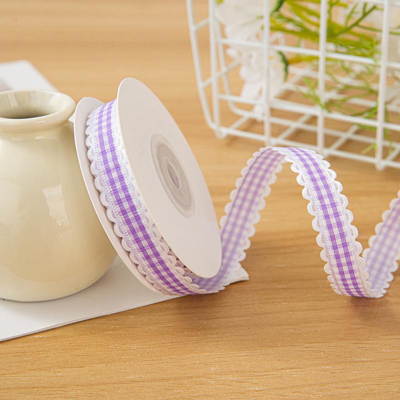 10 Yards für Schleifen Haarschmuck Geschenkverpackung 1,5cm Blumenstrauß DIY Basteln Candy-Wave Gingham-Band Karostoff