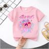 Summer Movie Soft Polyester KPop Demon Hunters Girl's T-Shirt Anime SAJA BOYS Short-sleeved Shirt Fashion Tee Parent-child Outfit